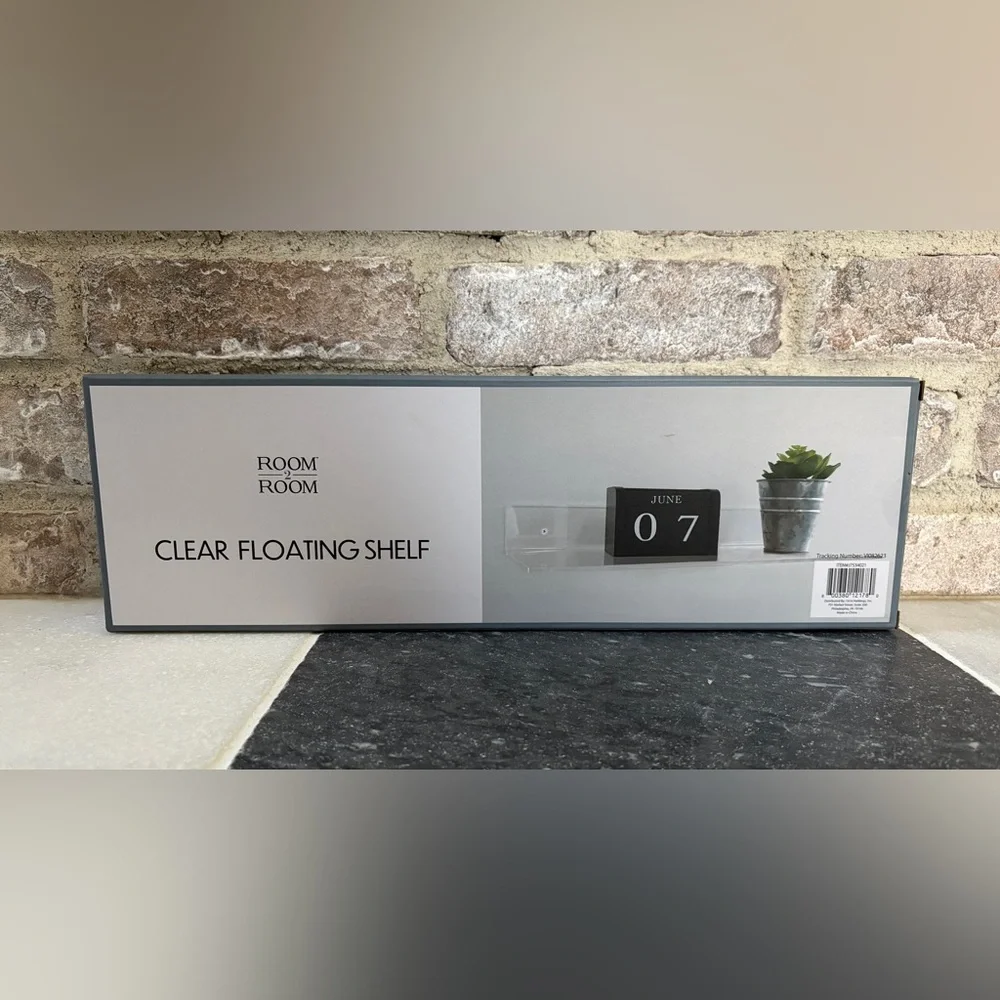 Room 2 Room Clear Floating Shelf 15.75 x 4.84 x 2.25”